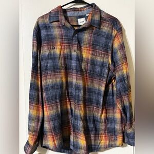 Kuhl Men's Blue and Orange Plaid Shirt